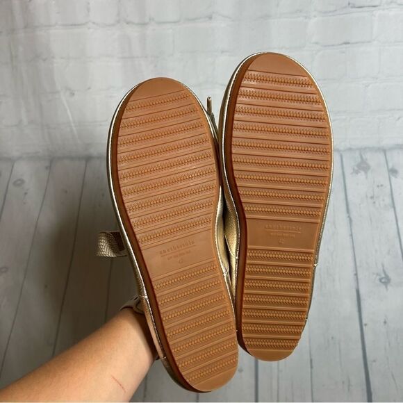 NEW Anothersole metallic gold leather lace up tie round toe flats size 42 - Picture 7 of 8